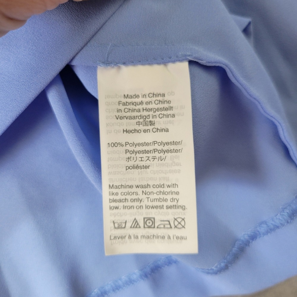 J.Crew Womens Blue Gathered Neck Long Sleeve Tie Back Blouse L2064 Size 6 - Picture 3 of 8